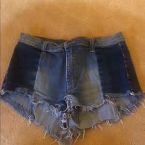 multicolor denim shorts